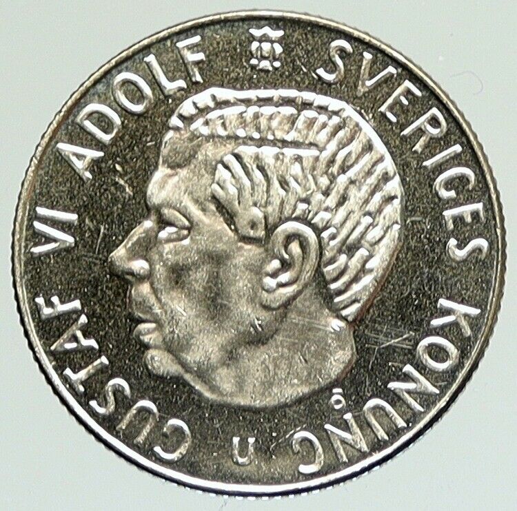 1963 Sweden GUSTAF VI Crowned ARMS Vintage Proof-like Silver Krona Coin i111846