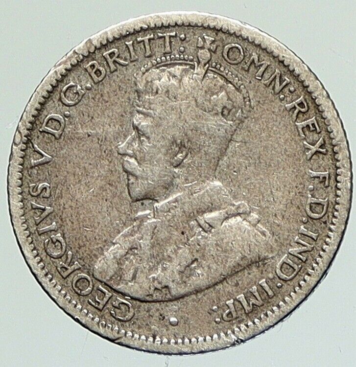 1922 AUSTRALIA King George V Coat-of-Arms - SIXPENCE Antique SILVER Coin i111836