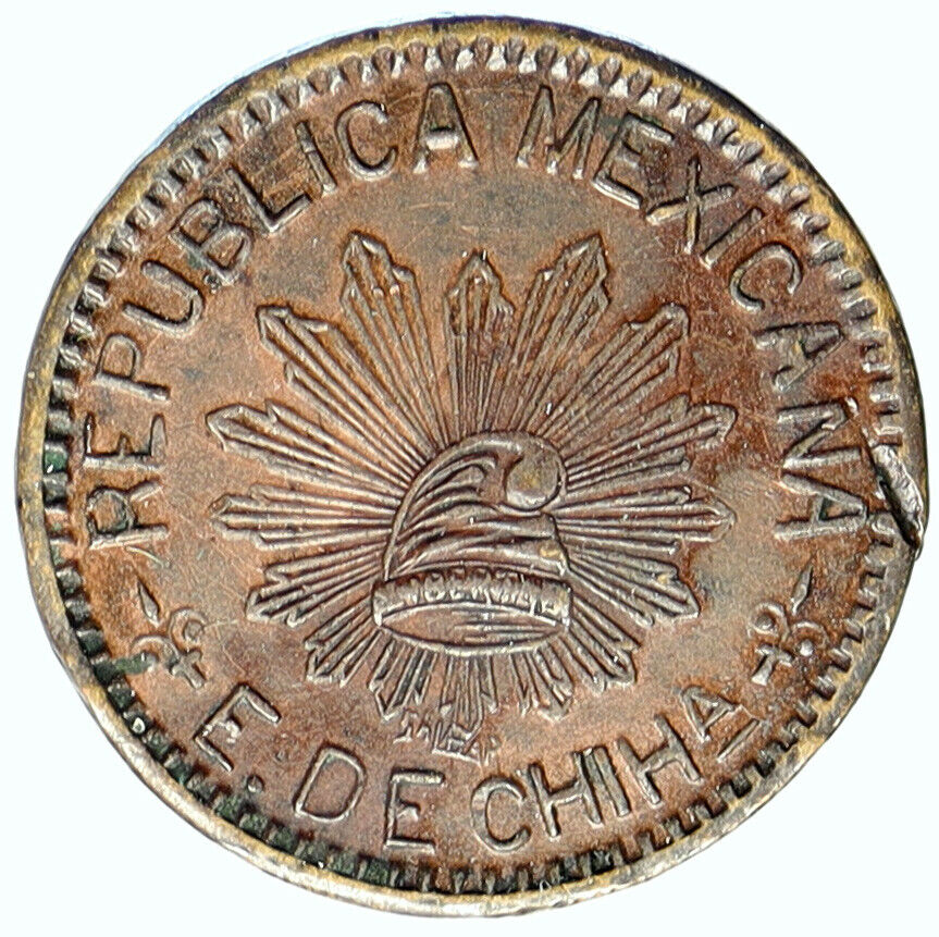 1915 MEXICO Revolution CHIHUAHUA Constitutionalist Army 10 Centavo Coin i111862