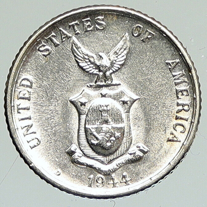 1944 D PHILIPPINES Under US Administration Eagle Silver 20 Centavos Coin i111869