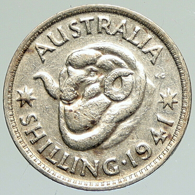 1941 AUSTRALIA King George VI of United Kingdom Silver Shilling Coin RAM i111866