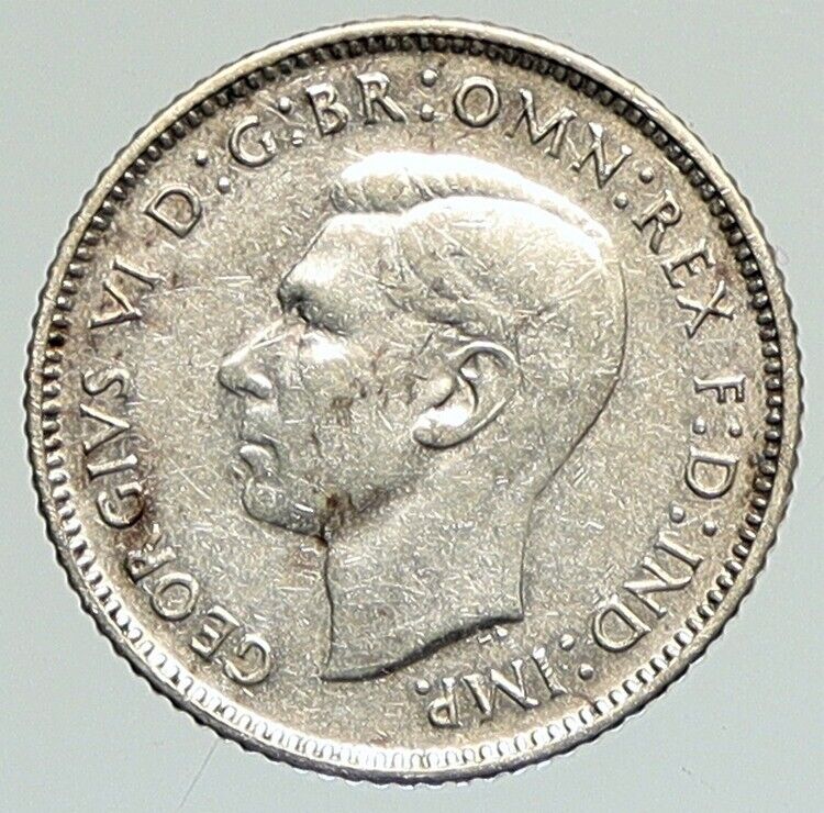 1943 D AUSTRALIA King George VI Kangaroos Antique Silver Sixpence Coin i111842