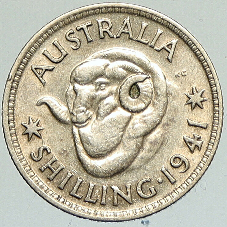 1941 AUSTRALIA King George VI of United Kingdom Silver Shilling Coin RAM i111872