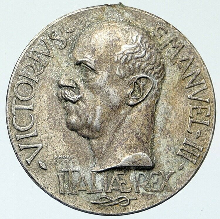 1922 ITALY Emperor Victor Immanuel III ARMS OF SAVOY Antique Old Medal i111962