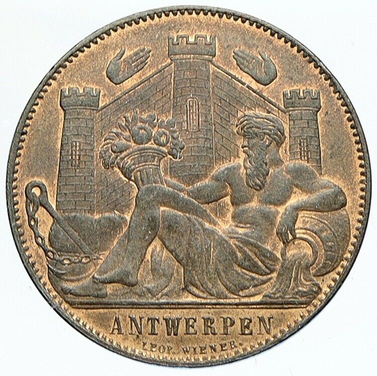 1885 BELGIUM Antwerp WORLD's FAIR International Exposition Antique Medal i111958