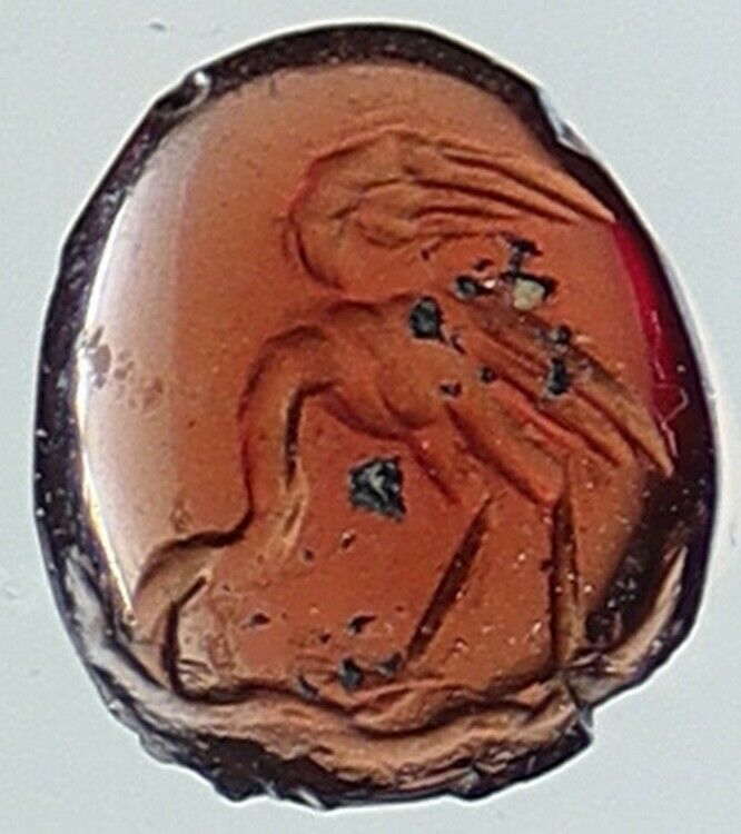 50BC - 200AD Ancient Carnelian ROMAN INTAGLIO STONE Swan OLD Artifact i111968