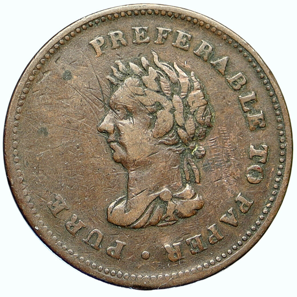 1832 CANADA Provinces NOVA SCOTIA Antique VINTAGE OLD Penny Token Coin i112023