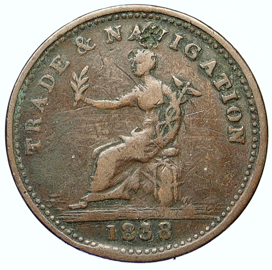 1832 CANADA Provinces NOVA SCOTIA Antique VINTAGE OLD Penny Token Coin i112023