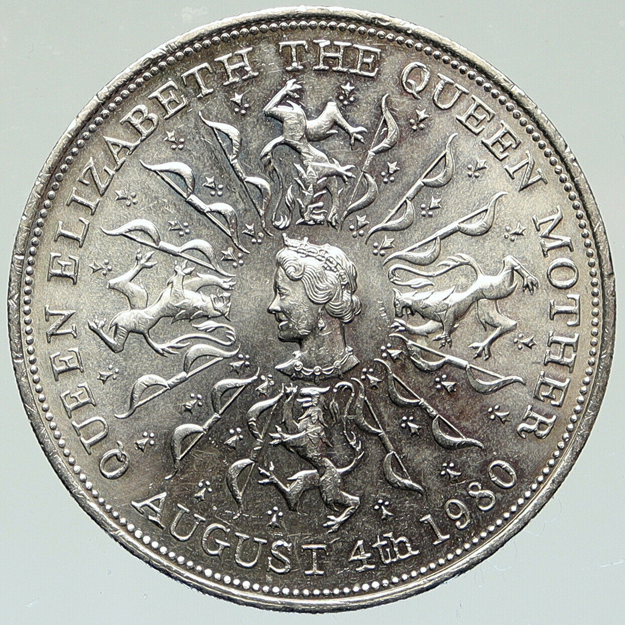 1980 GREAT BRITAIN UK Queen Mother Elizabeth II Old 25 New Pence Coin i112040