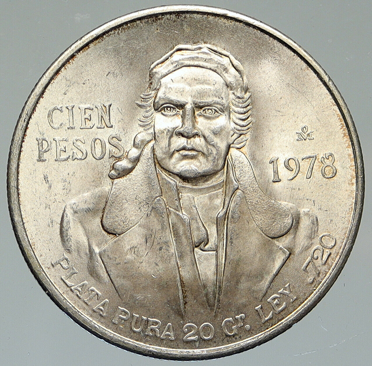 1978 Mexican Independence HERO Jose Maria Morelos Silver 100 Peso Coin i112042