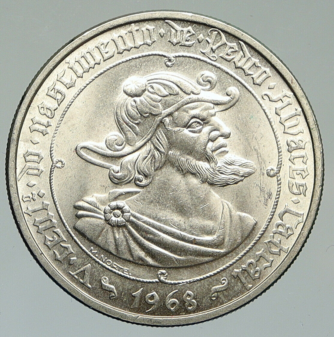 1968 PORTUGAL Silver 50 Escudos Coin w PORTUGUESE Pedro Alvares Cabral i112043