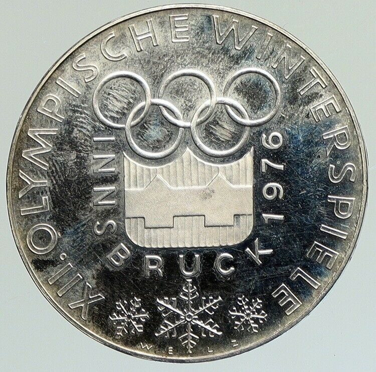 1976 AUSTRIA Innsbruck Winter OLYMPIC Games PF Silver 100 Schilling Coin i112099