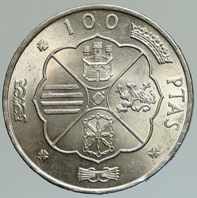 1966 SPAIN Large Franco Caudillo VINTAGE Silver 100 Pesetas Spanish Coin i112108