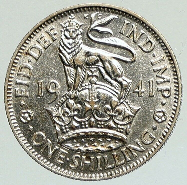 1941 United Kingdom UK Great Britain GEORGE VI Lion Silver Shilling Coin i112158