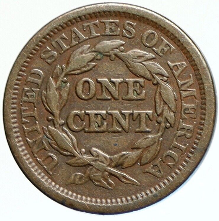 1846 UNITED STATES US Vintage ANTIQUE OLD Liberty Braided Hair Cent Coin i112147