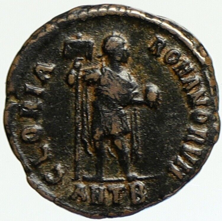 ARCADIUS Authentic Ancient 392AD Roman Coin Antioch GLOBE & WAR STANDARD i112149