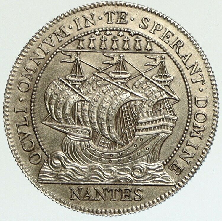 1860-1879 FRANCE Nantes TRADE TOKEN Old SHIP Antique Silver French Coin i112148