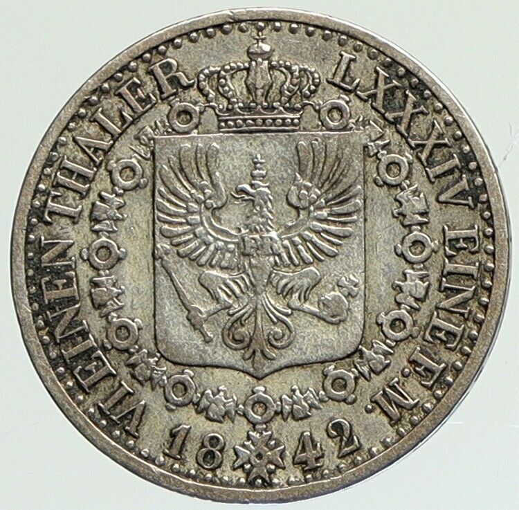 1842 PRUSSIA Germany w King Friedrich Wilhelm IV Silver 1/6 Thaler Coin i112134