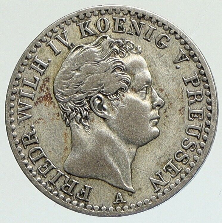 1842 PRUSSIA Germany w King Friedrich Wilhelm IV Silver 1/6 Thaler Coin i112134