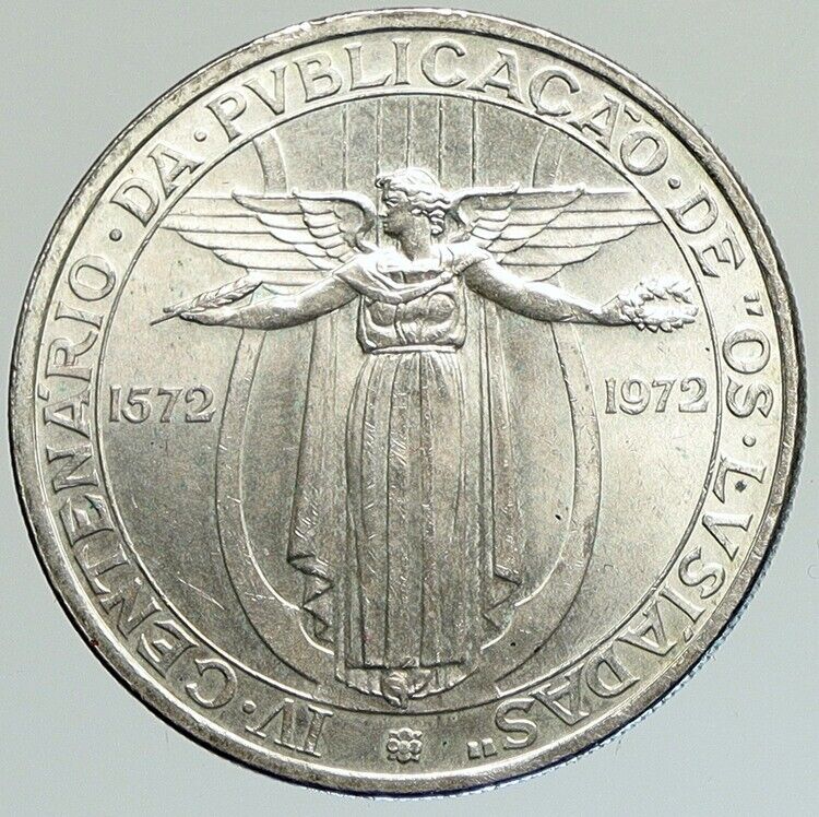 1972 PORTUGAL Poem Os Lusiadas by Camoes Genuine Silver 50 Escudos Coin i112114