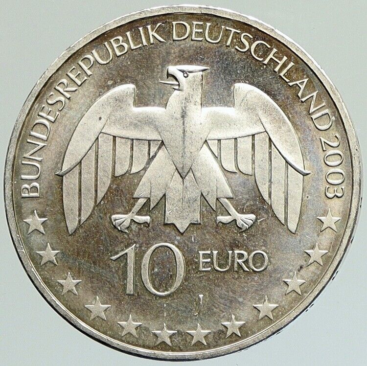 2003 GERMANY Justus von Liebig CHEMISTRY Old Silver German 10 Euro Coin i112112