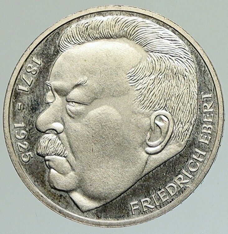 1975 J GERMANY Politician Friedrich Ebert OLD Proof Silver 5 Mark Coin i112113