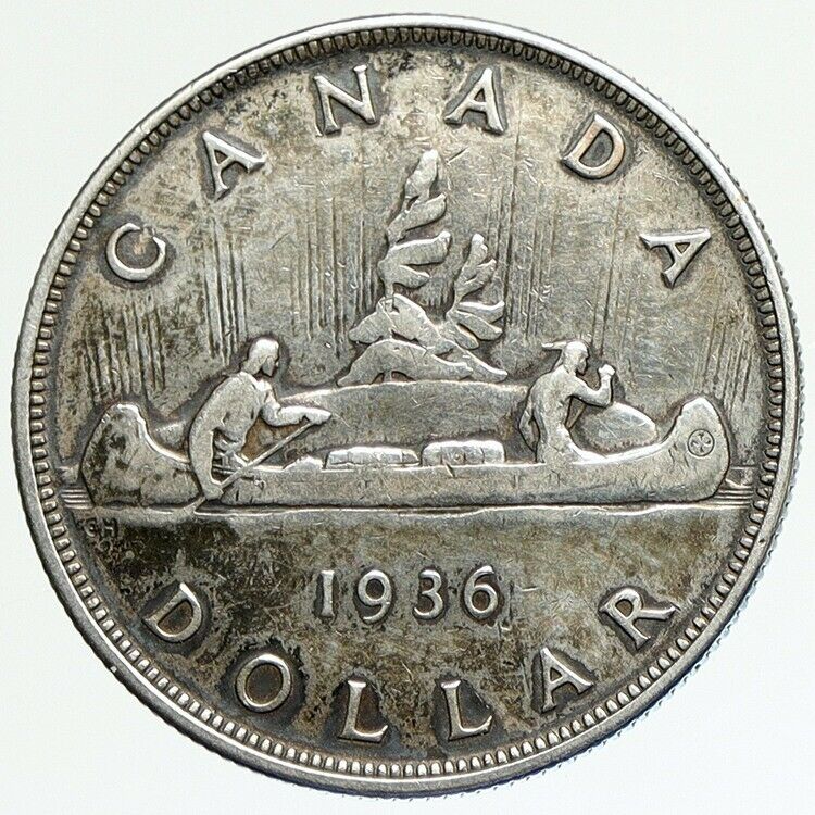 1936 CANADA under UK King GEORGE V Voyagers ANTIQUE Silver Dollar Coin i112116