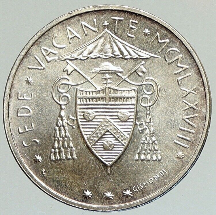 1978 VATICAN City SEDE VACANTE after Death Cardinal Villot Silver Coin i112117