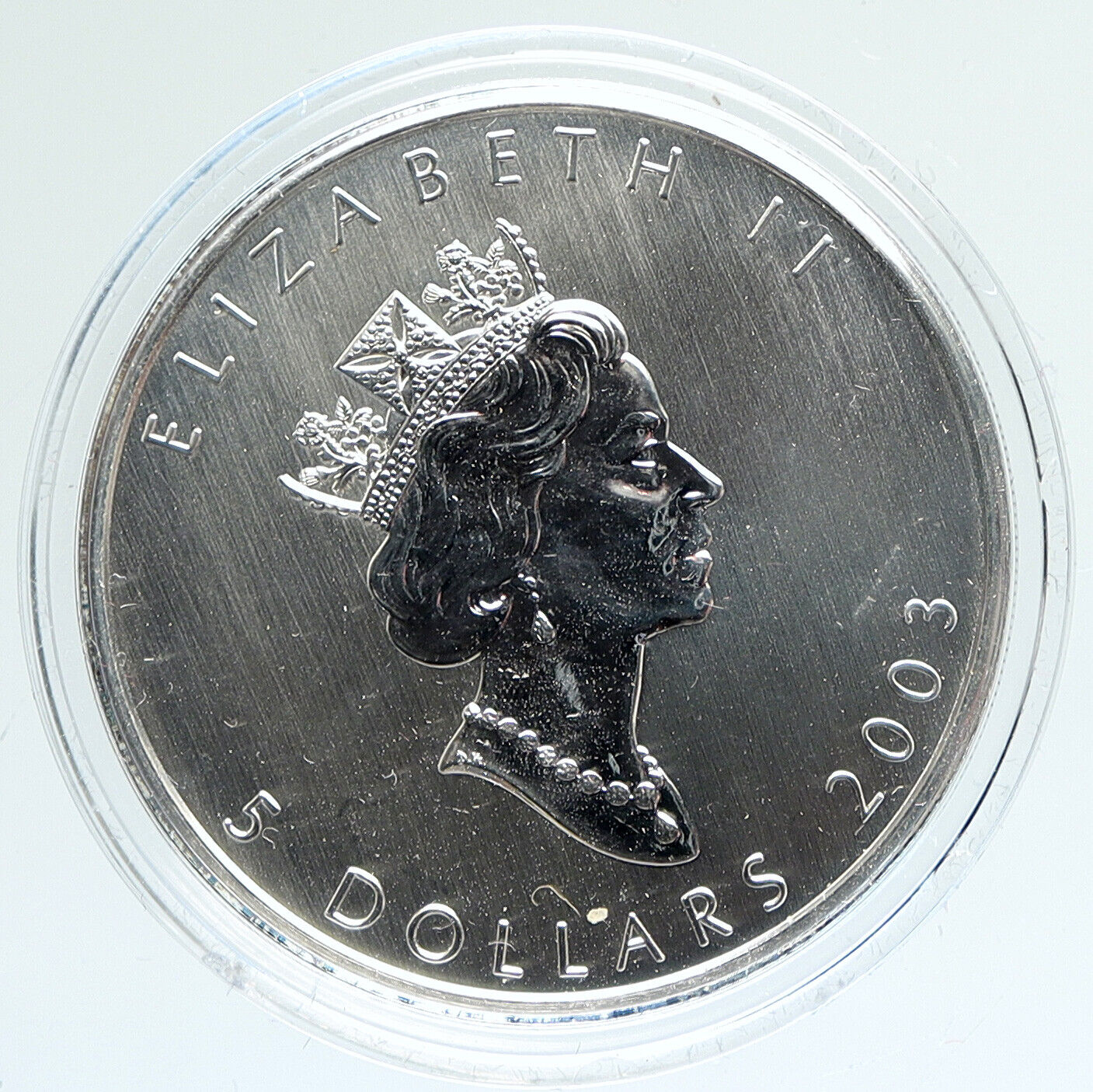 2003 CANADA UK Elizabeth II MAPLE w/ HOLOGRAM Silver $5 Coin Specimen i112311