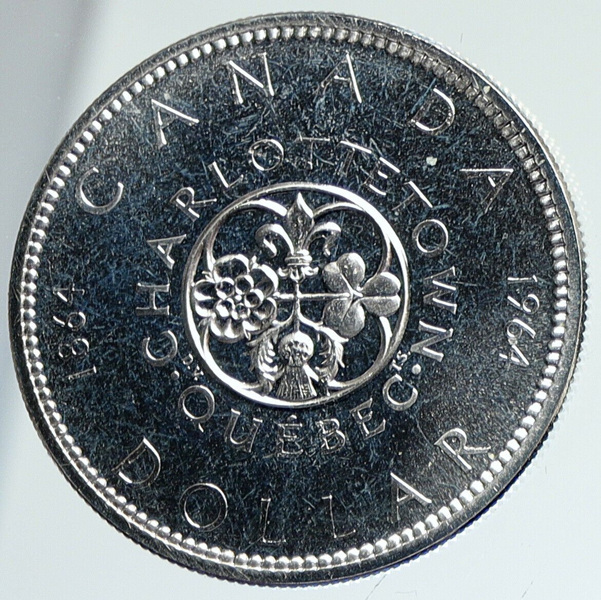 1964 CANADA Quebec Charlottetown Antique Genuine BIG SILVER Dollar Coin i112310