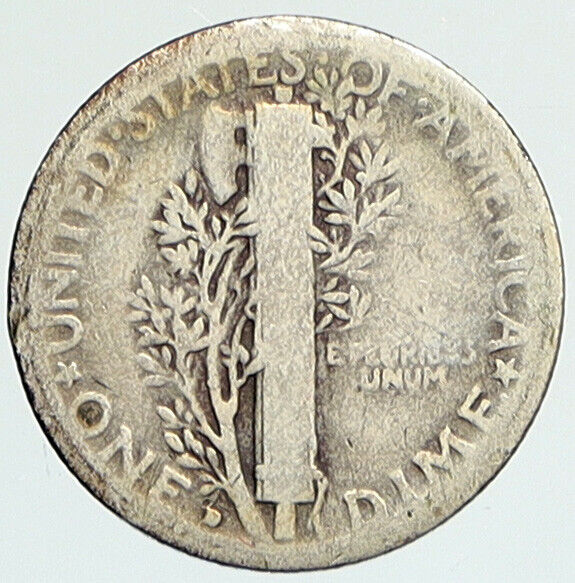 1929 D UNITED STATES Mercury Winged Liberty Head Dime Silver Coin Fasces i112338