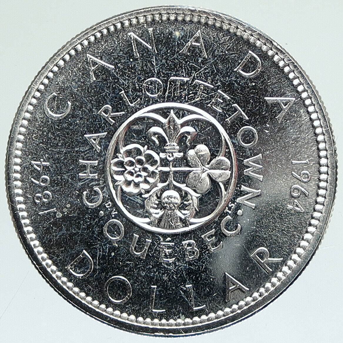1964 CANADA Quebec Charlottetown Antique Genuine BIG SILVER Dollar Coin i112315