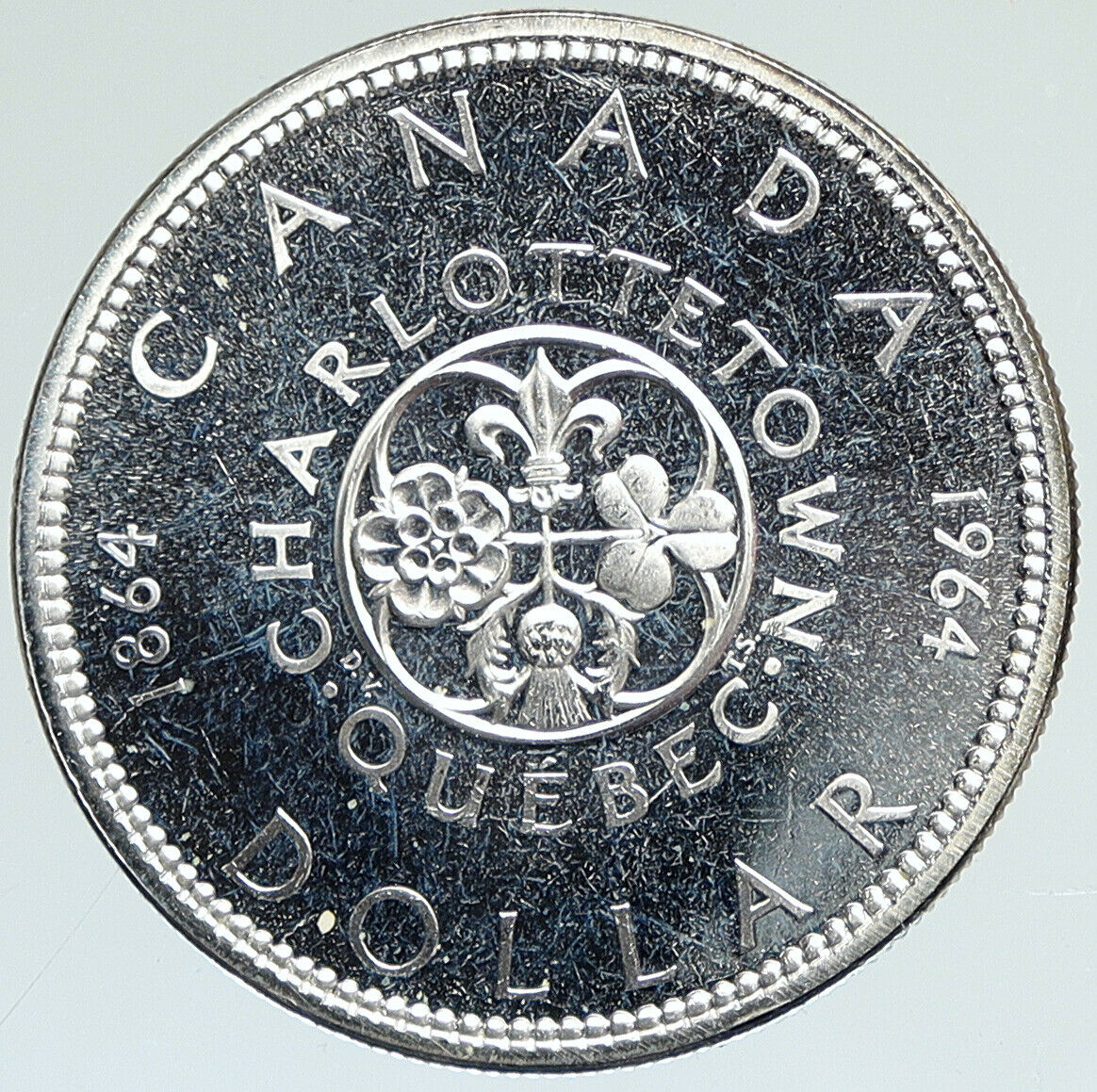 1964 CANADA Quebec Charlottetown Antique Genuine BIG SILVER Dollar Coin i112312