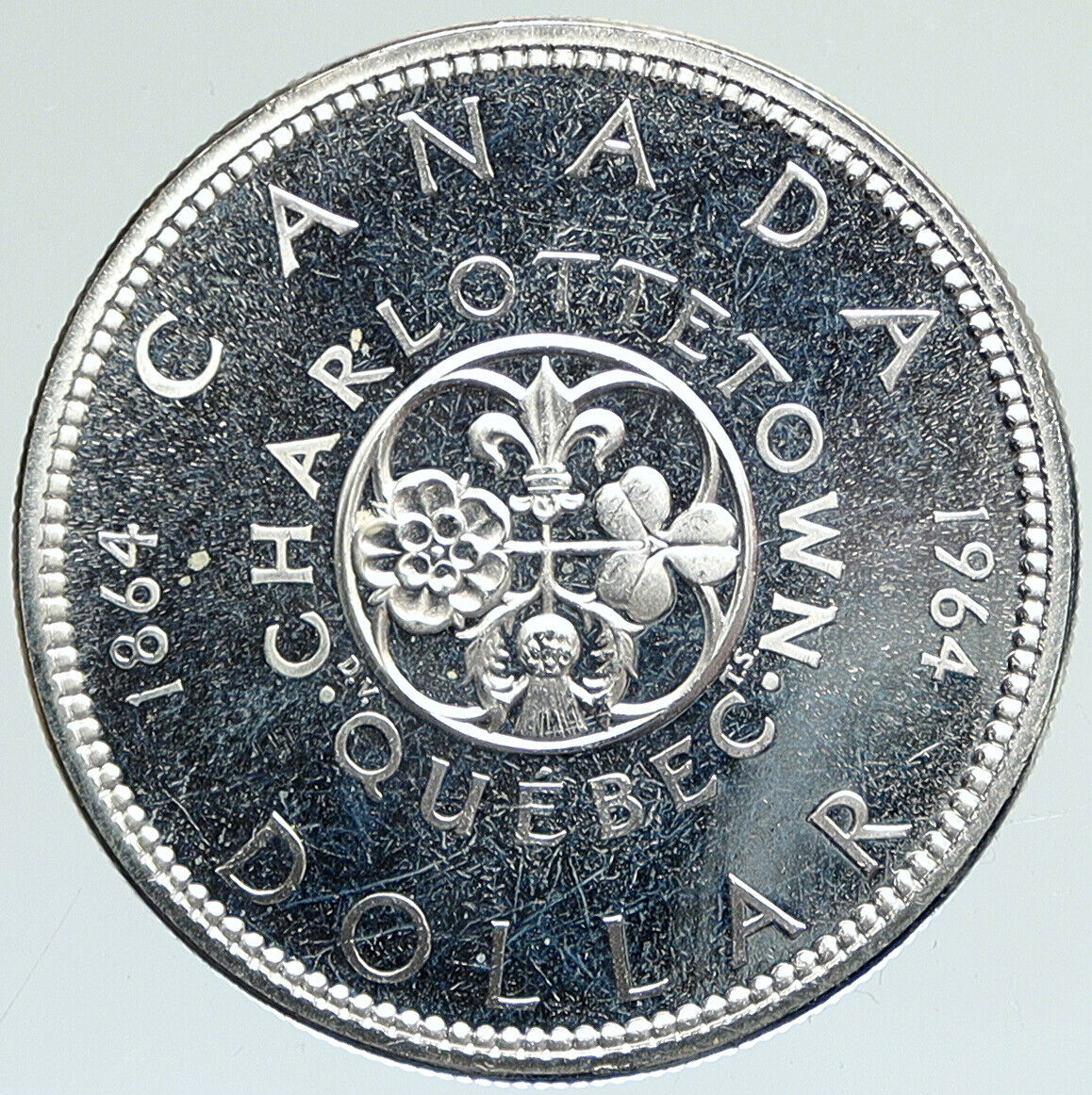 1964 CANADA Quebec Charlottetown Antique Genuine BIG SILVER Dollar Coin i112314