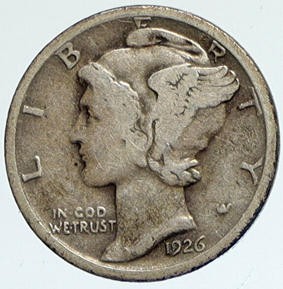 1926 P UNITED STATES Mercury Winged Liberty Head Dime Silver Coin Fasces i112378