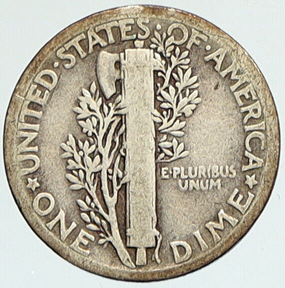 1928 P UNITED STATES Mercury Winged Liberty Head Dime Silver Coin Fasces i112333