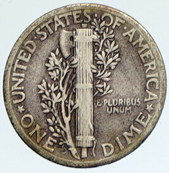 1937 P UNITED STATES Mercury Winged Liberty Head Dime Silver Coin Fasces i112356