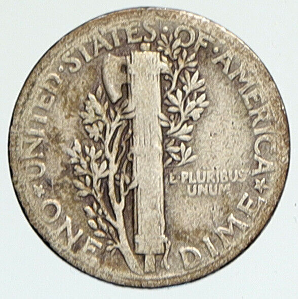 1927 P UNITED STATES Mercury Winged Liberty Head Dime Silver Coin Fasces i112336