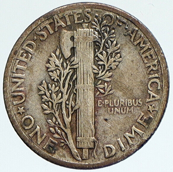 1938 P UNITED STATES Mercury Winged Liberty Head Dime Silver Coin Fasces i112359