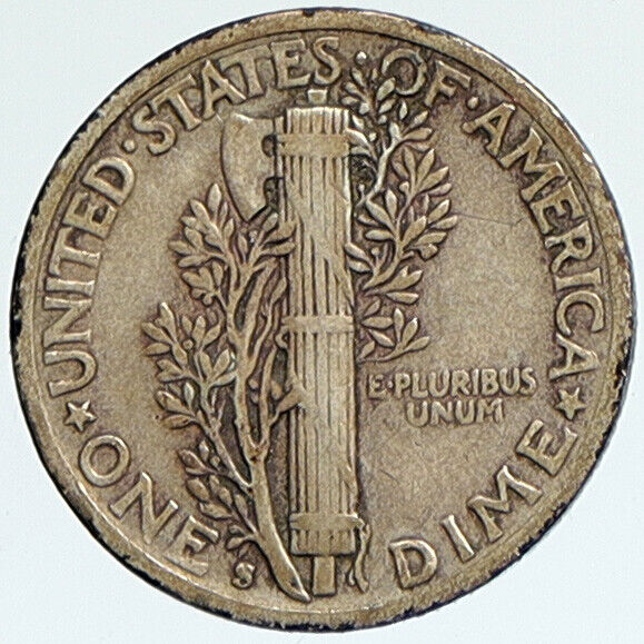 1941 S UNITED STATES Mercury Winged Liberty Head Dime Silver Coin Fasces i112363