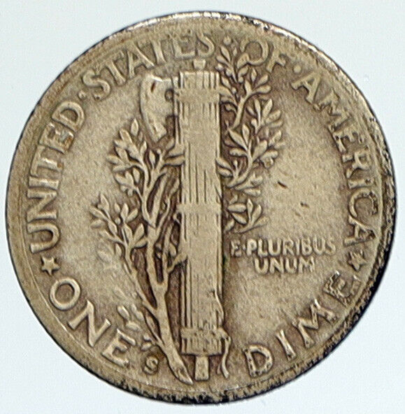 1942 S UNITED STATES Mercury Winged Liberty Head Dime Silver Coin Fasces i112367