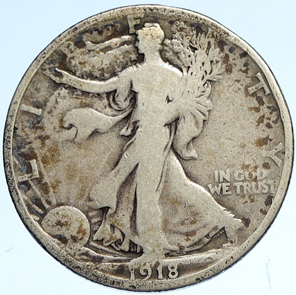 1918 S UNITED STATES US WALKING LIBERTY Silver Half Dollar Coin EAGLE i112490