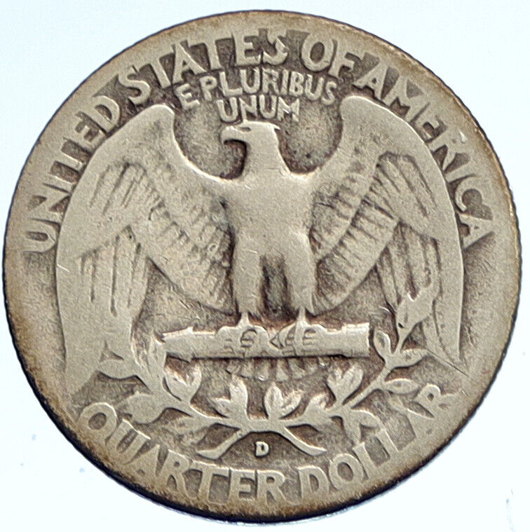 1942 D UNITED STATES USA President Washington OLD Silver Quarter Coin i112526