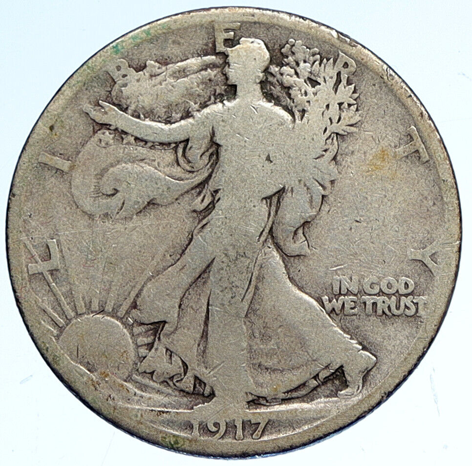 1917 S UNITED STATES US WALKING LIBERTY Silver Half Dollar Coin EAGLE i112487