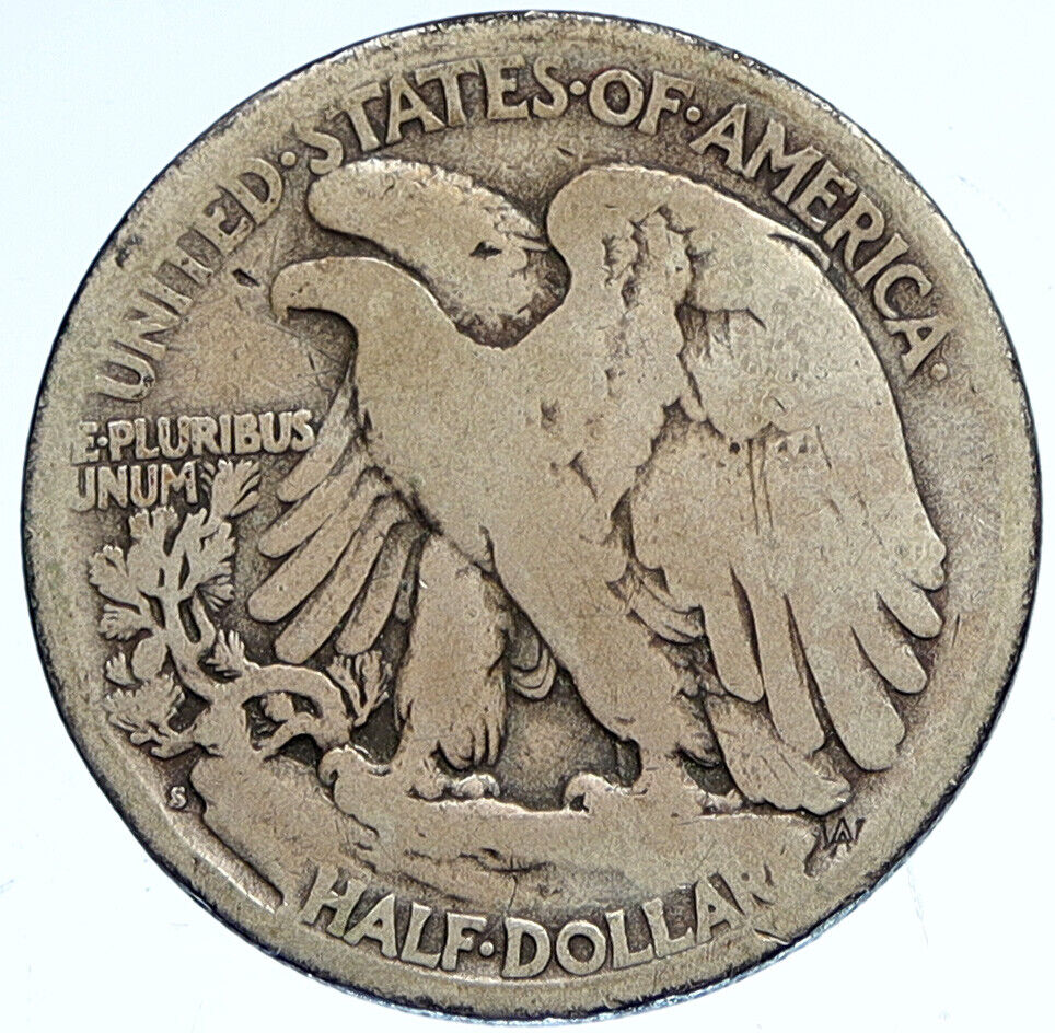 1917 S UNITED STATES US WALKING LIBERTY Silver Half Dollar Coin EAGLE i112487