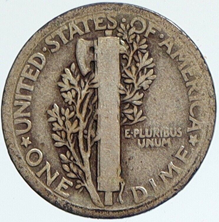 1919 P UNITED STATES Mercury Winged Liberty Head Dime Silver Coin Fasces i112304