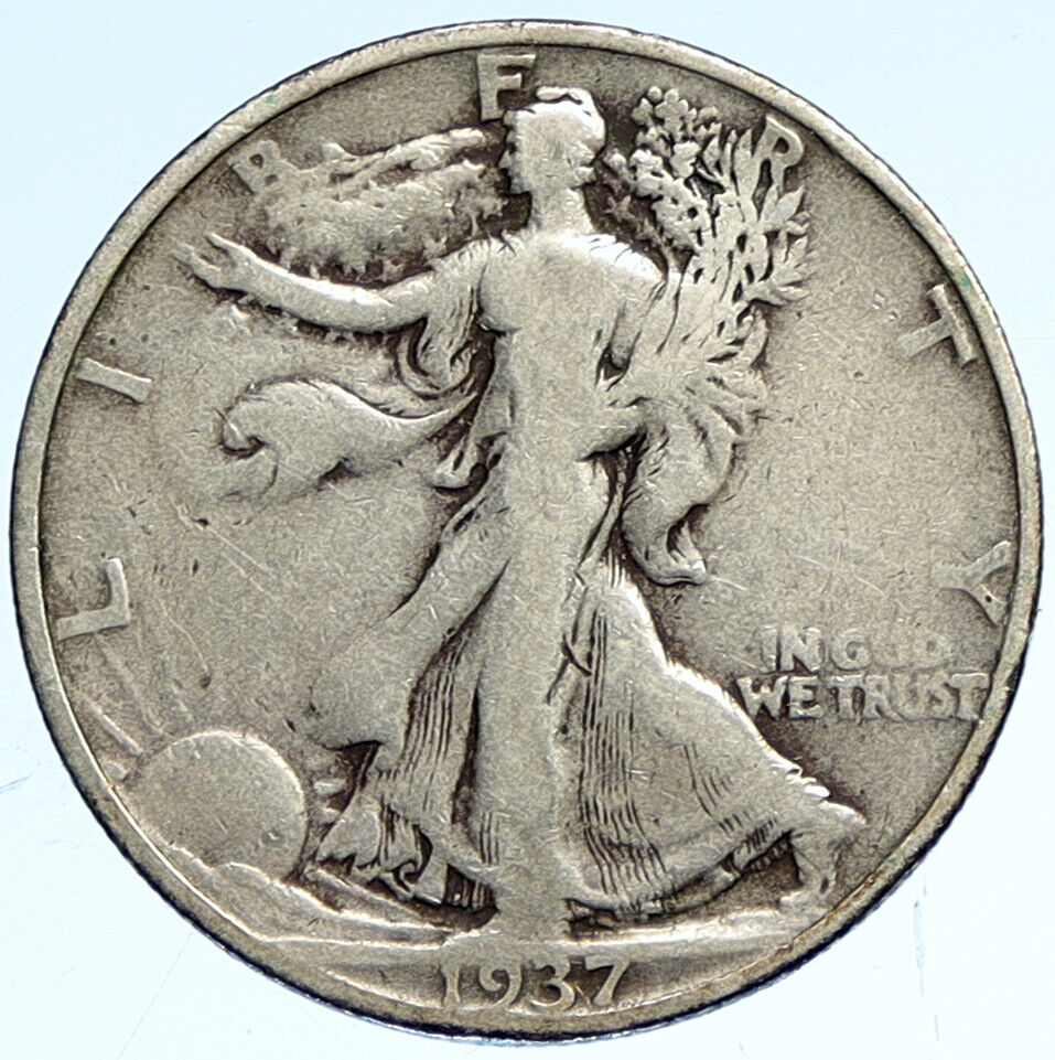1937 D UNITED STATES US WALKING LIBERTY Silver Half Dollar Coin EAGLE i112502