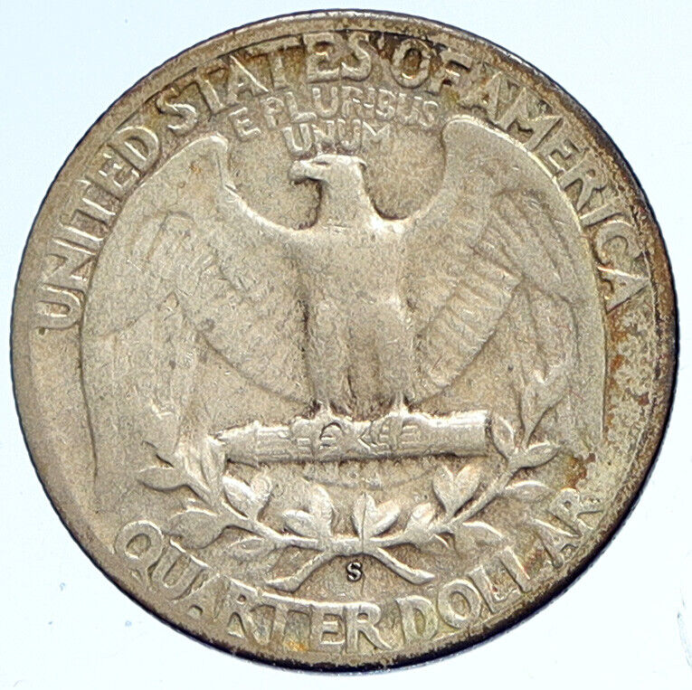 1945 S UNITED STATES USA President Washington OLD Silver Quarter Coin i112529