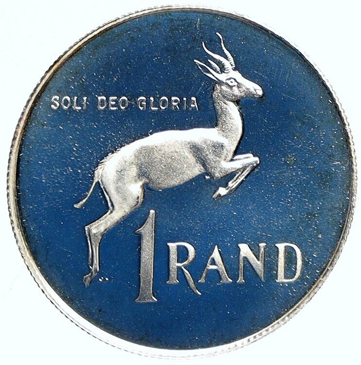 1968 SOUTH AFRICA Founder Jan van Riebeeck Deer PROOF Silver 1 Rand Coin i112292