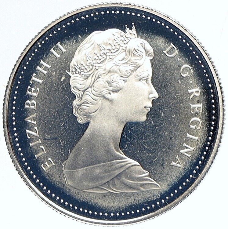 1984 CANADA UK Queen Elizabeth II Canoe VINTAGE OLD Proof Dollar Coin i112294